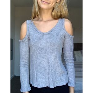 Gray Sweater with Cold Shoulder cutout